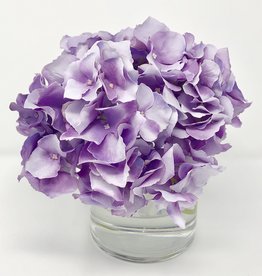 Hydrangea in 4" Cylinder-Faux Water (Purple Lavender )