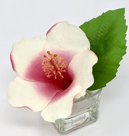 Hibiscus Votive-Faux Water (Cream Red)