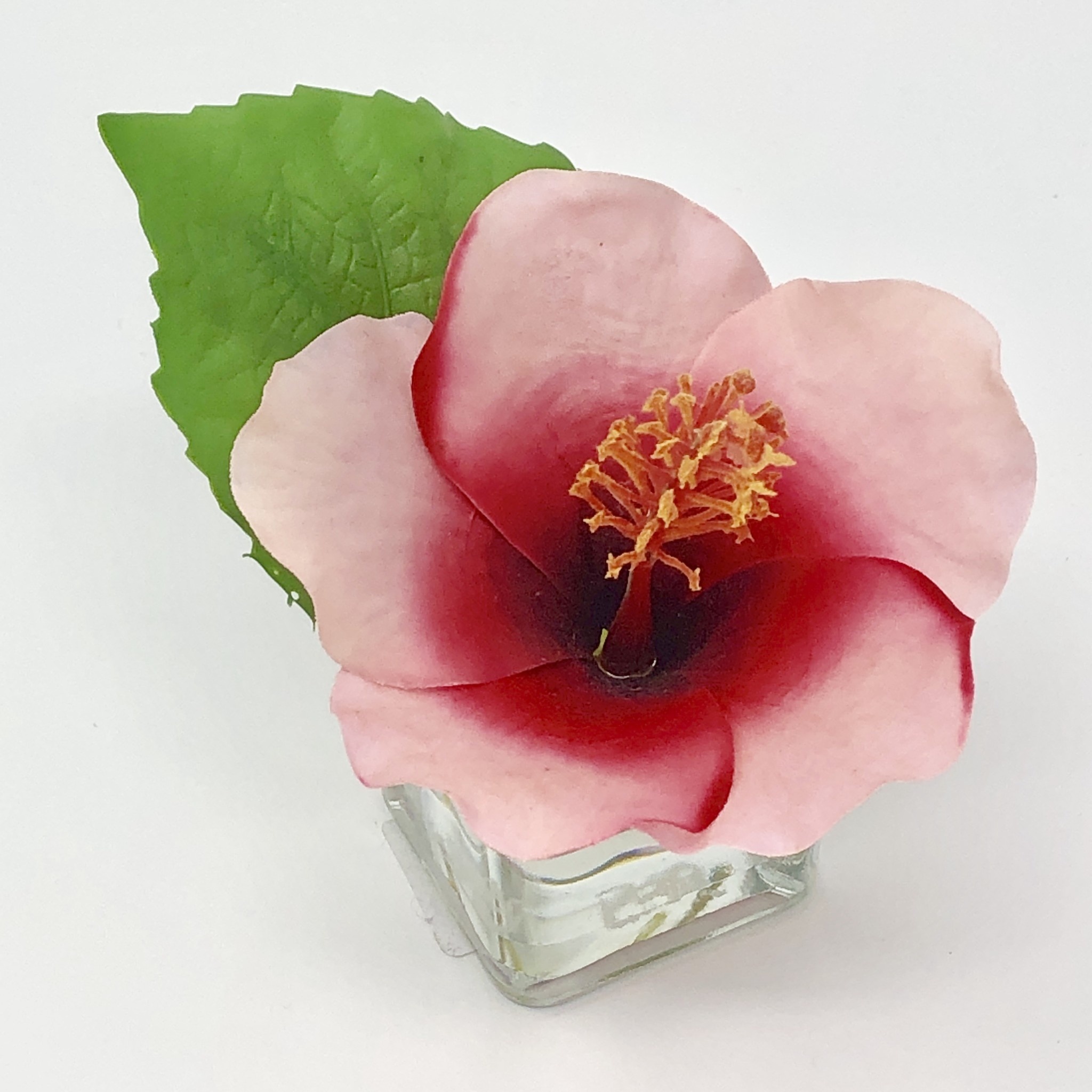 Hibiscus Votive-Faux Water (Pink Red)
