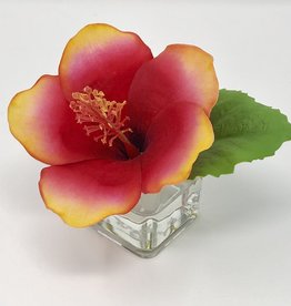 Hibiscus Votive-Faux Water (Red Gold)