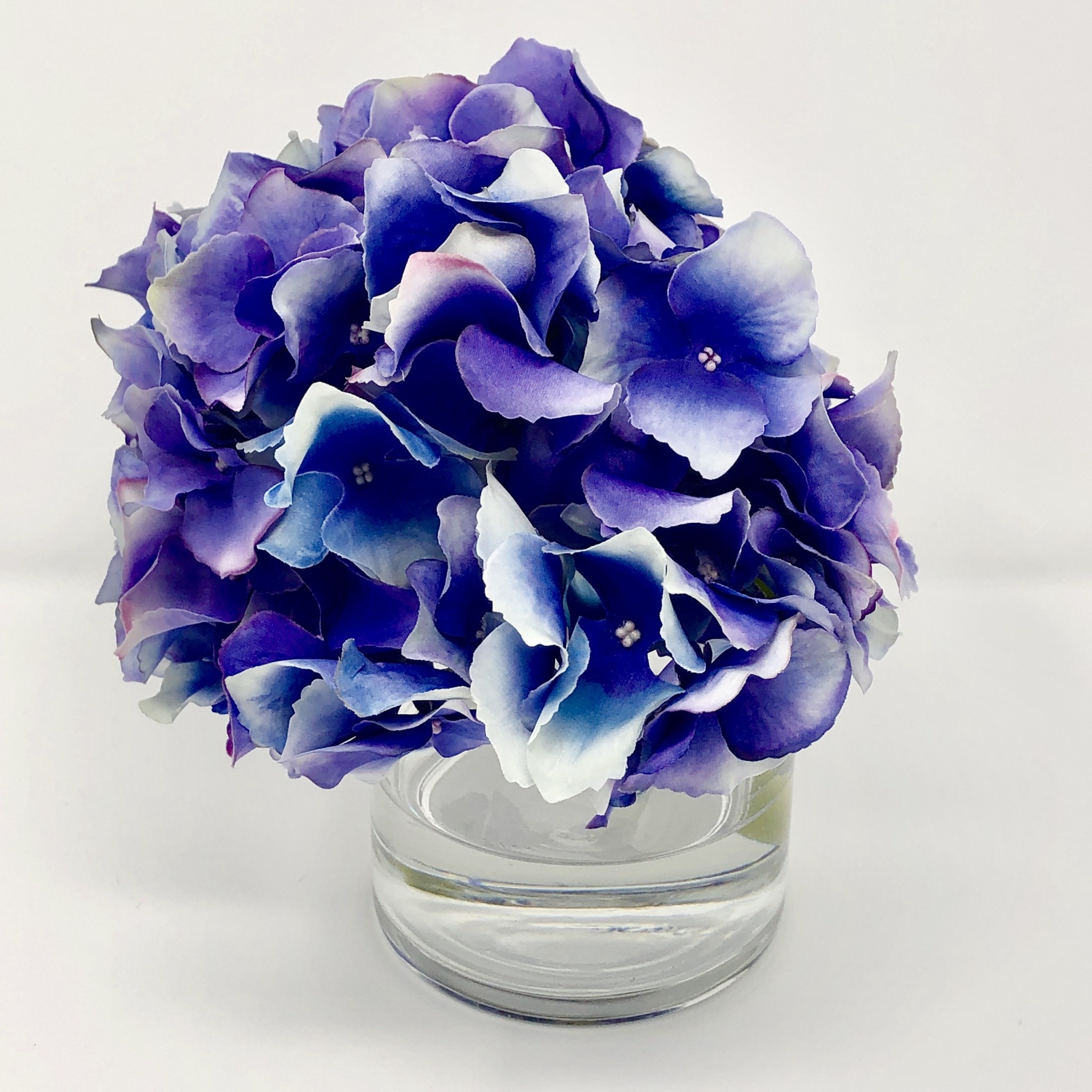 Hydrangea in 4" Cylinder-Faux Water (Lavender Purple)