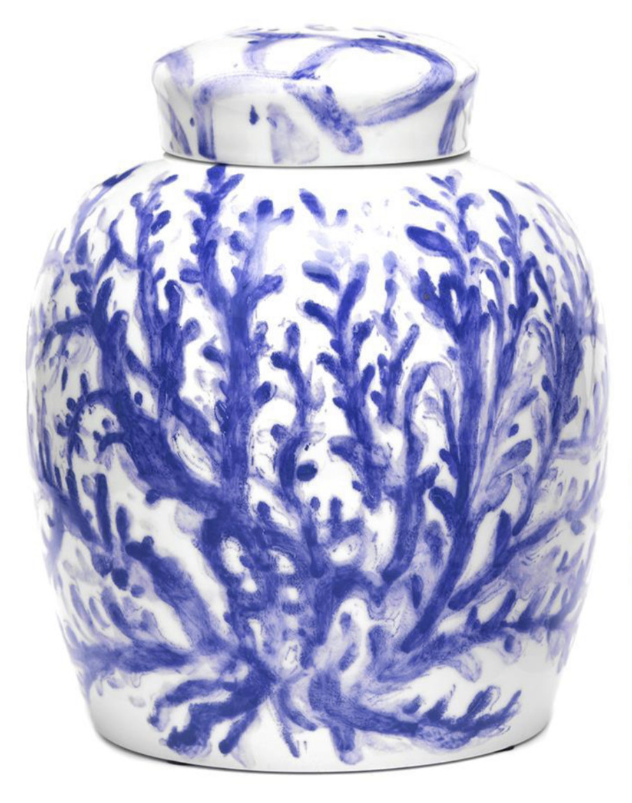 Excentricities Large Blue Coral Ginger Jar Excentricities Inc