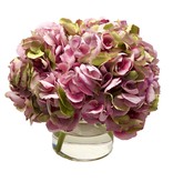 Hydrangea x3 in 5" Cylinder-Faux Water (Green Pink)
