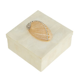 White Capiz box with Abalone Shell-Small
