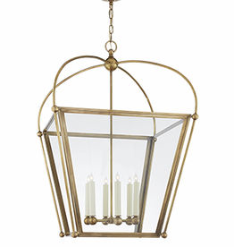 Riverside  Large Linear Lantern in Antique-Burnished Brass with Clear Glass 29.25'Hx54"W