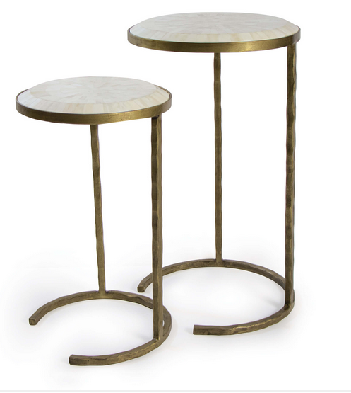 Bone Veneer Nested Tables-Brass