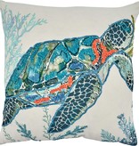Sea Turtle Pillow - Down Filled - 20" Square