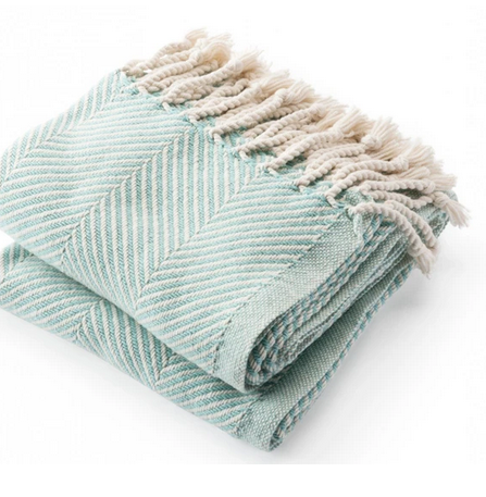 Monhegan Cotton Throw IslandBlue/Soft White