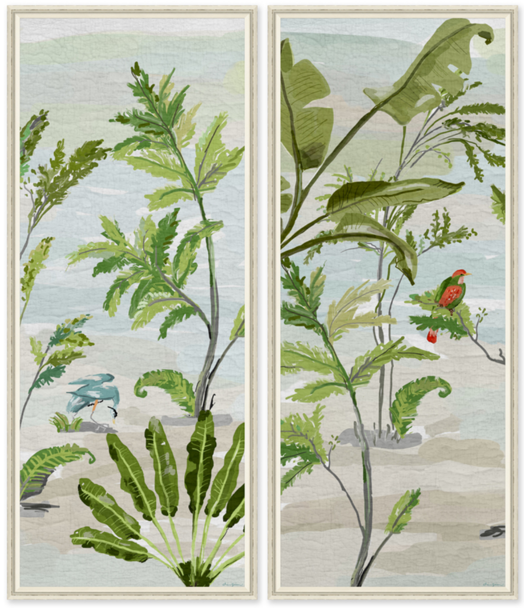 Jungle Heron & Macaw (set)- 26.25" x 62.25"