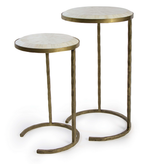 Bone Veneer Nested Tables-Brass
