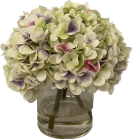 Large Hydrangea x3 in 5" Cylinder-Faux Water (Lavender Purple)