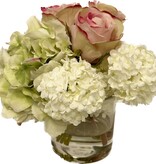 Hydrangea, Rosebuds & Viburnum in 4"Cylinder (GRPK-PK-WH)