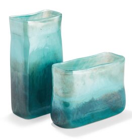 SM Green to Blue Landscape Vase 9 1/2"W x 4"D x 7"H