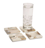 Set of 4 Agate Coasters with Marble Base - Genuine Agate/Marble Quartz