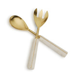 Andre Set of 2 Servers with Matte Gold Finish in Gift Box - Stainless Steel/Marble