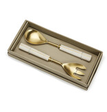 Andre Set of 2 Servers with Matte Gold Finish in Gift Box - Stainless Steel/Marble