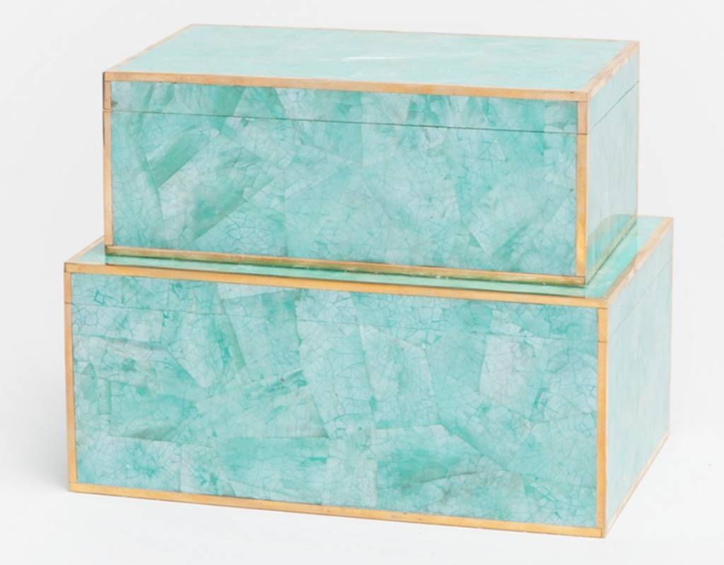 Small Erin Box-Turquoise Clam Shell
