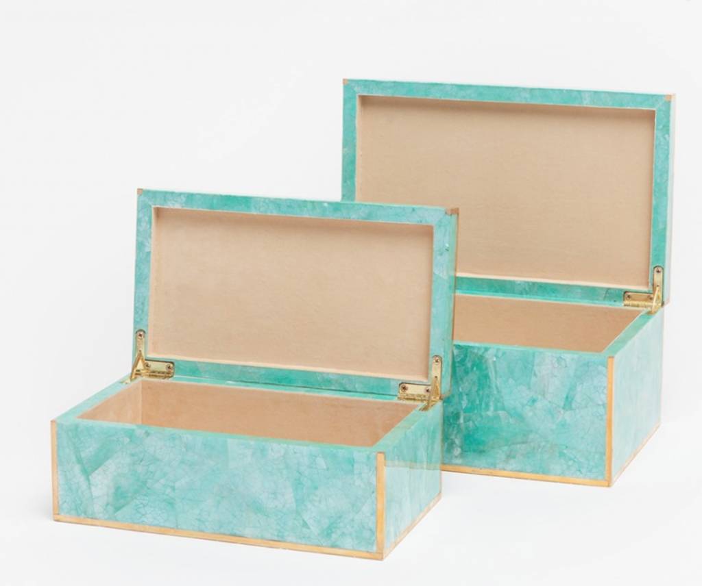 Small Erin Box-Turquoise Clam Shell