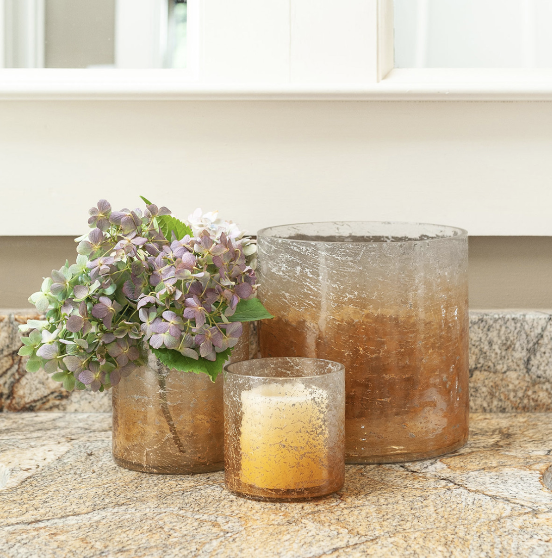 Rhys Glass Votive Large, Amber
