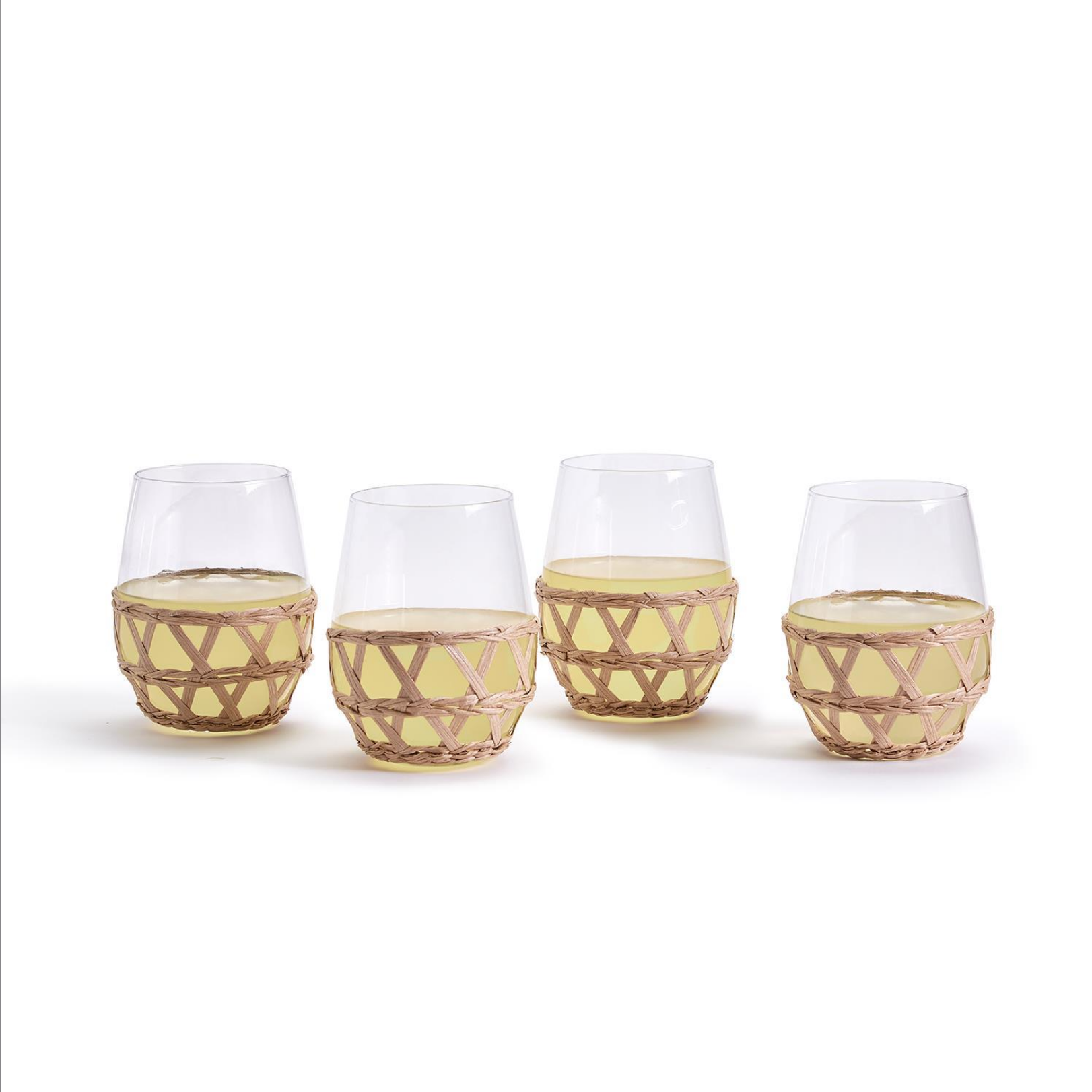 Island Chic Hand-Woven Lattice Stemless Wine Glass