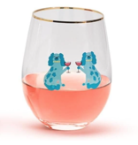 Animal Party Stemless Wine Glasses Includes 4 Designs: Leopard, Staffordshire Dog, Zebra, Monkey (16 oz., hand wash only) - Glass