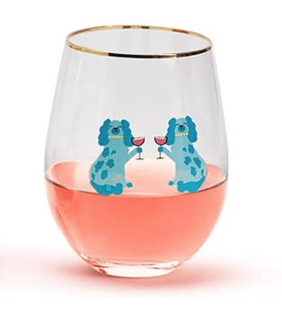 Animal Party Stemless Wine Glasses Includes 4 Designs: Leopard, Staffordshire Dog, Zebra, Monkey (16 oz., hand wash only) - Glass