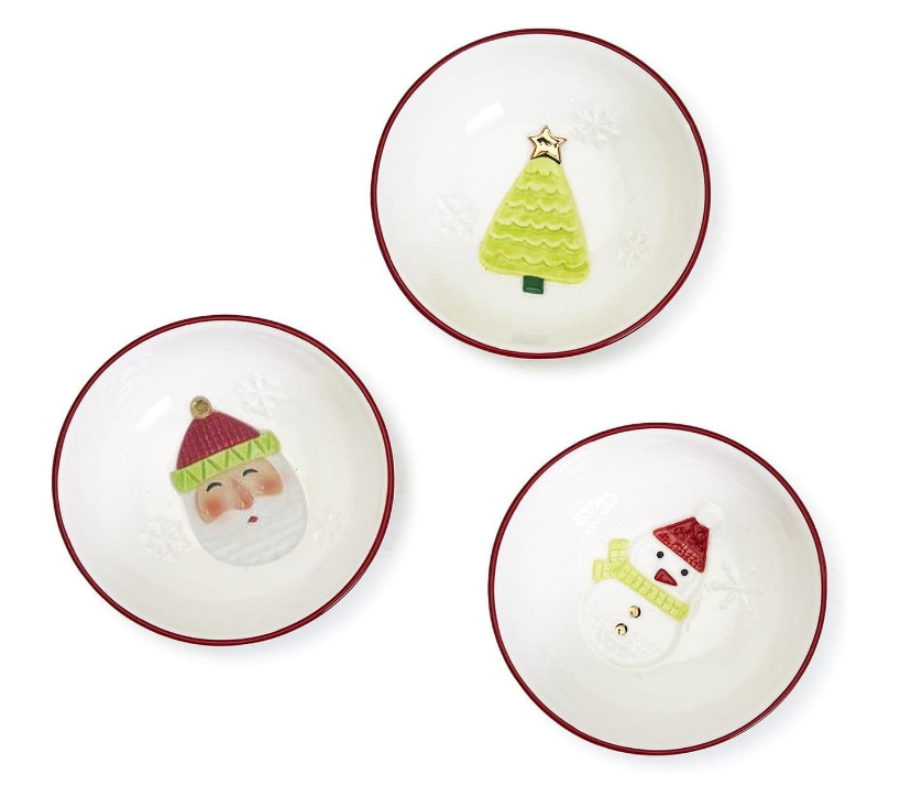 Merry and Bright Set of 3 Christmas Tidbit Bowls