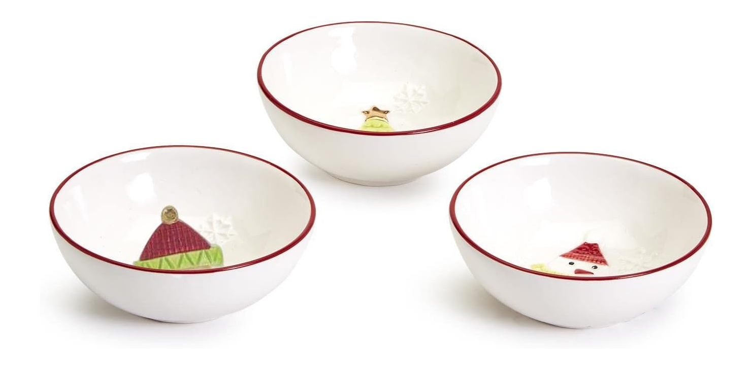 Merry and Bright Set of 3 Christmas Tidbit Bowls