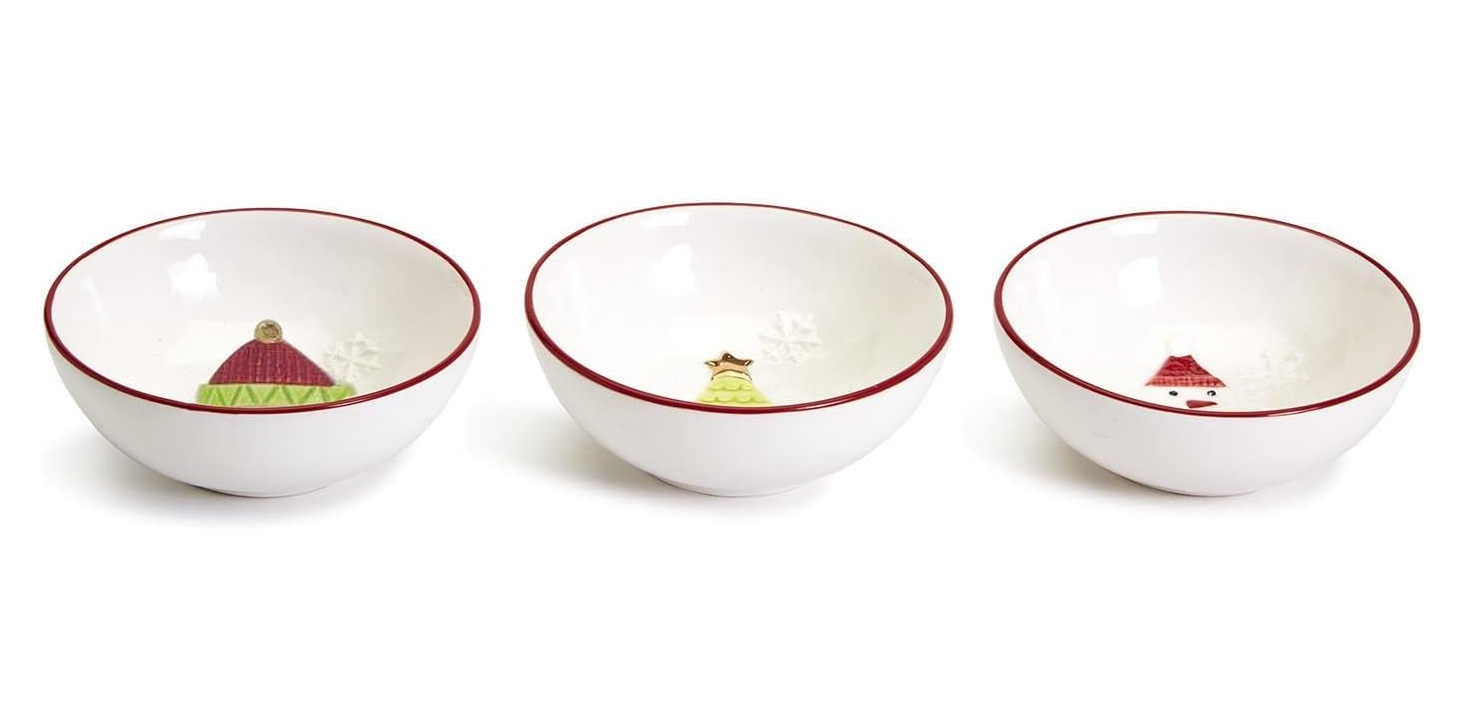 Merry and Bright Set of 3 Christmas Tidbit Bowls