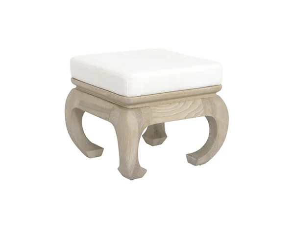 Claudia Pagoda Style Stool/ Linen