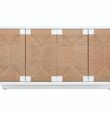 Melrose White Four-Door Cabinet - 69.75" x 20" x 33.75"