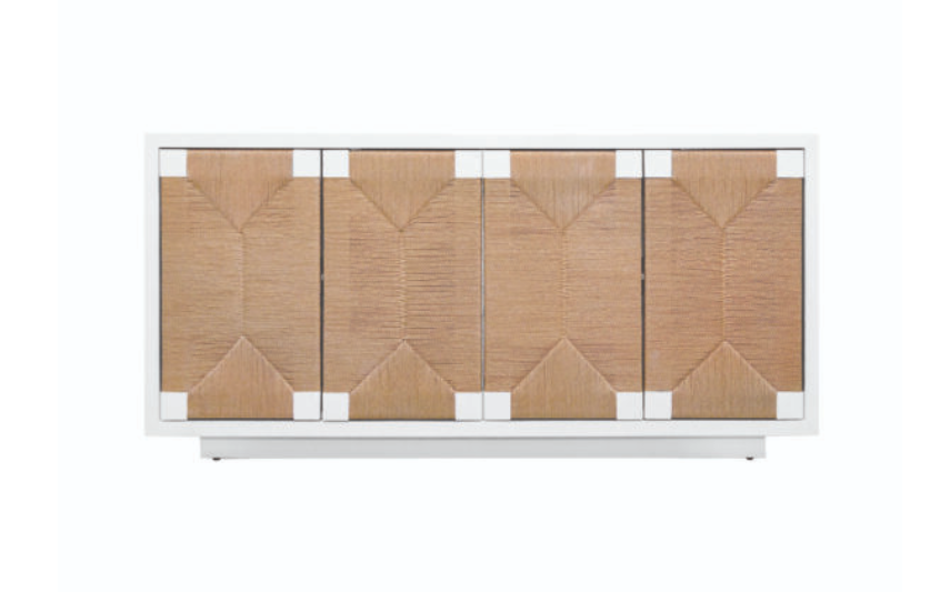 Melrose White Four-Door Cabinet - 69.75" x 20" x 33.75"