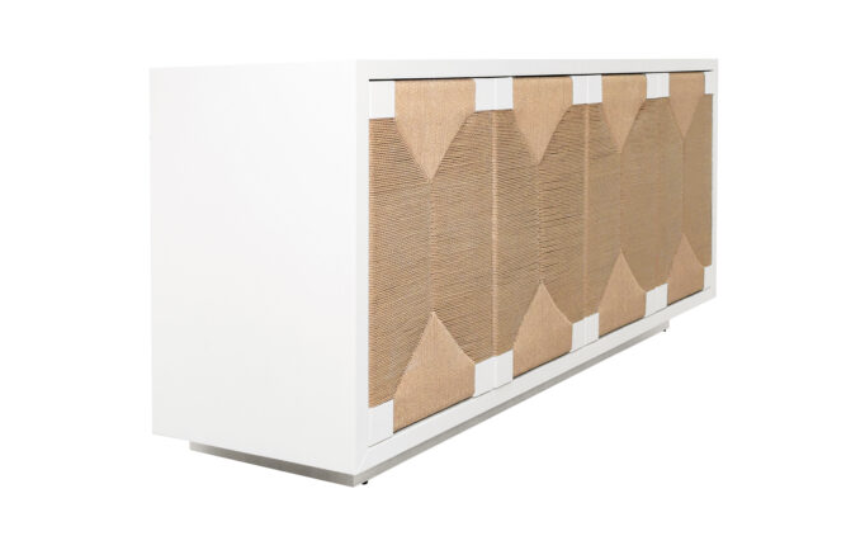 Melrose White Four-Door Cabinet - 69.75" x 20" x 33.75"