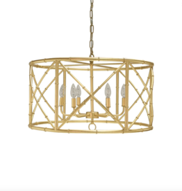 Six Light Bamboo Chandelier in Gold