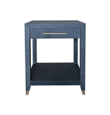 Cove Side Table - Navy Grasscloth