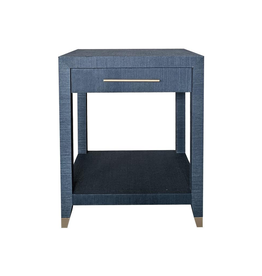 Cove Side Table - Navy Grasscloth