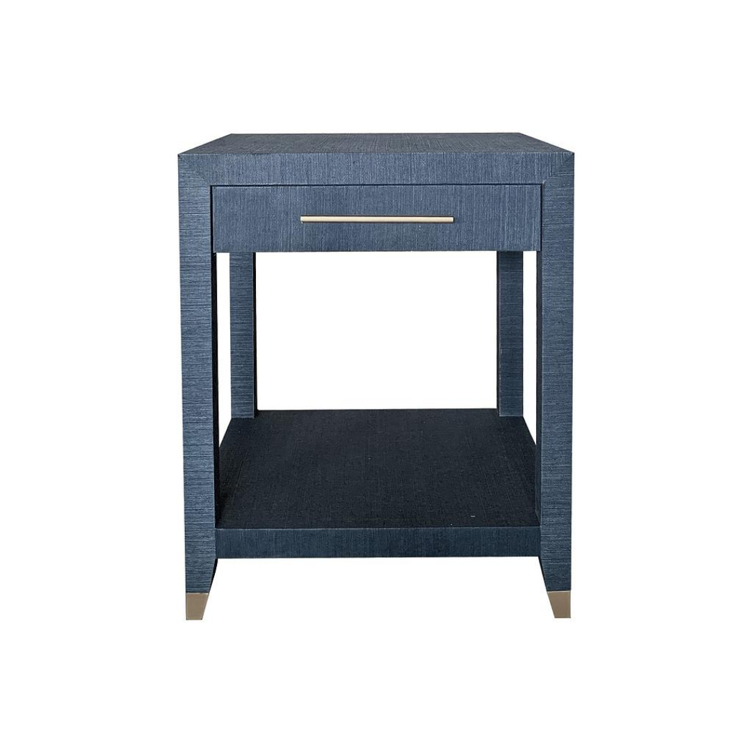Cove Side Table - Navy Grasscloth