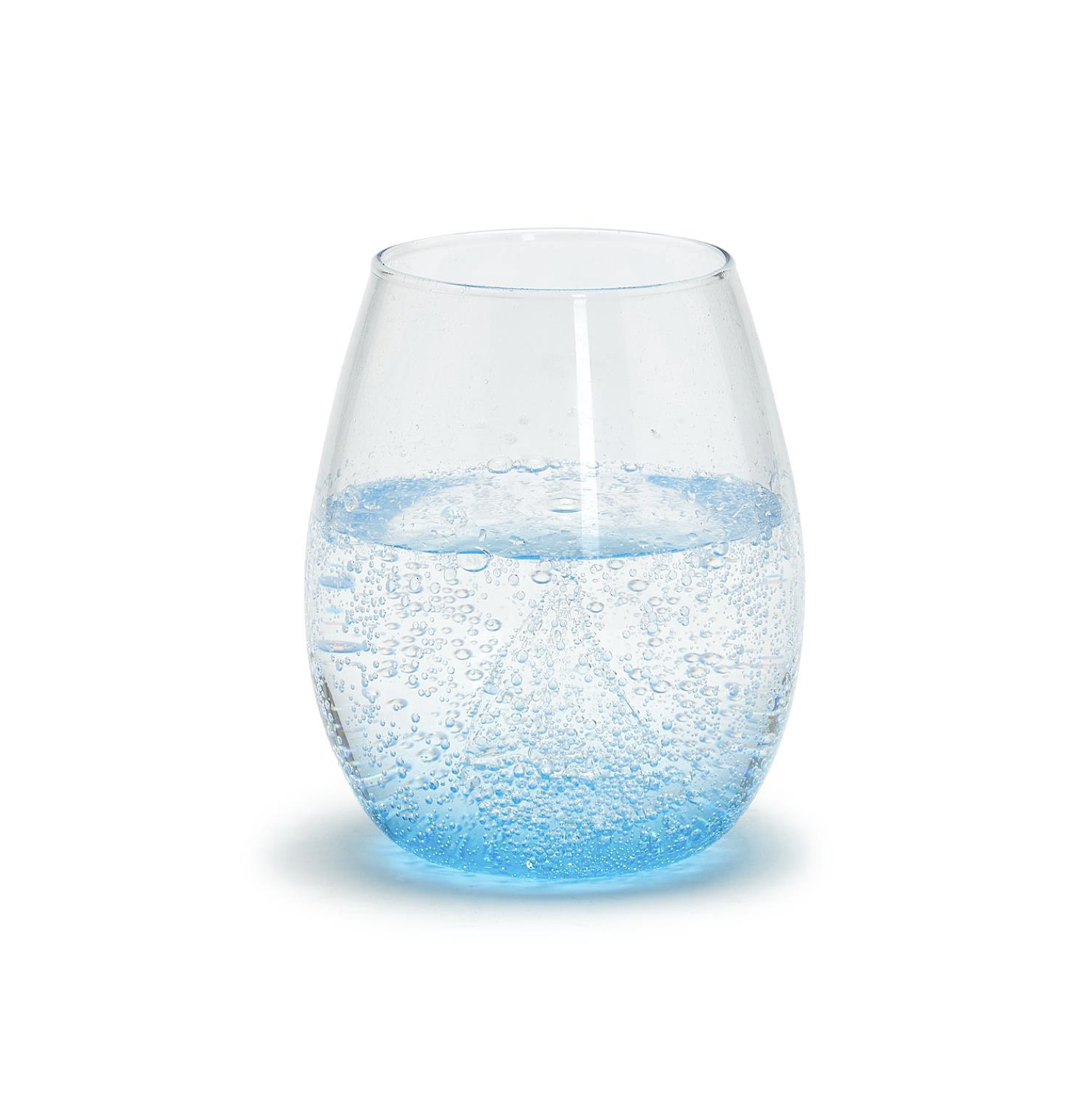 Sailboat Icon Stemless Wine Glass with Ocean Blue Bottom