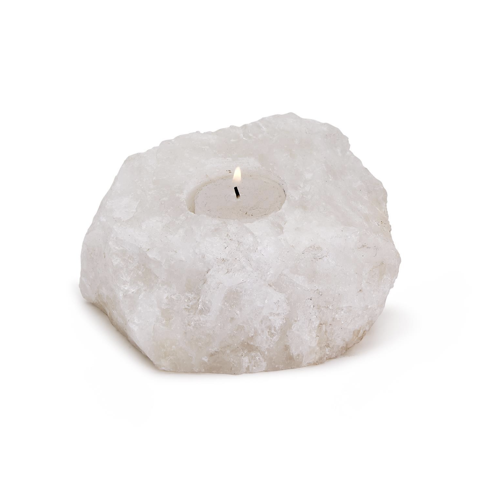 White Quartz Crystal Tea Light Candle