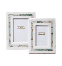 Amazonite Inlay & White Marble Photo Frame - 5 x 7