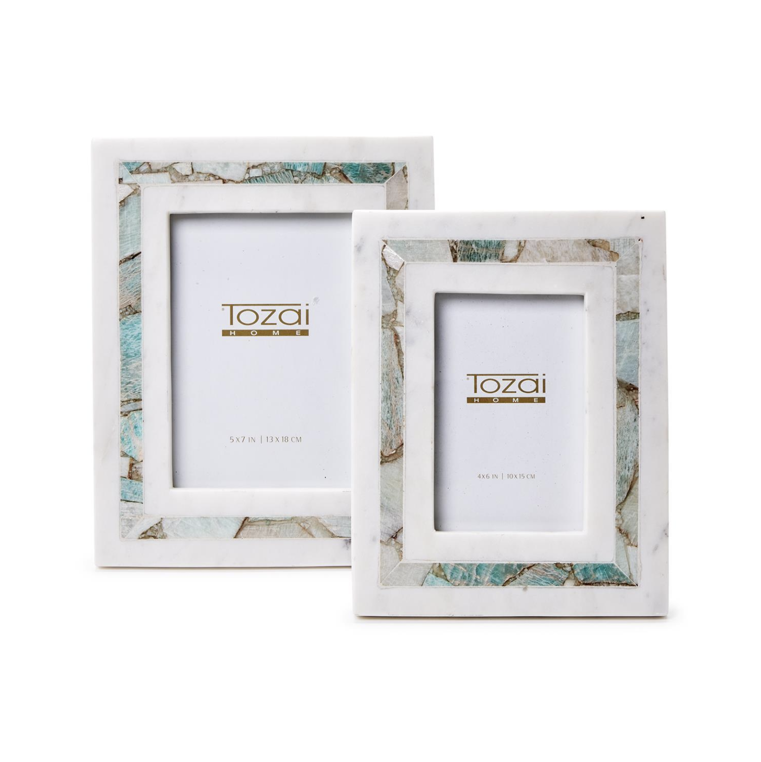 Amazonite Inlay & White Marble Photo Frame - 5 x 7