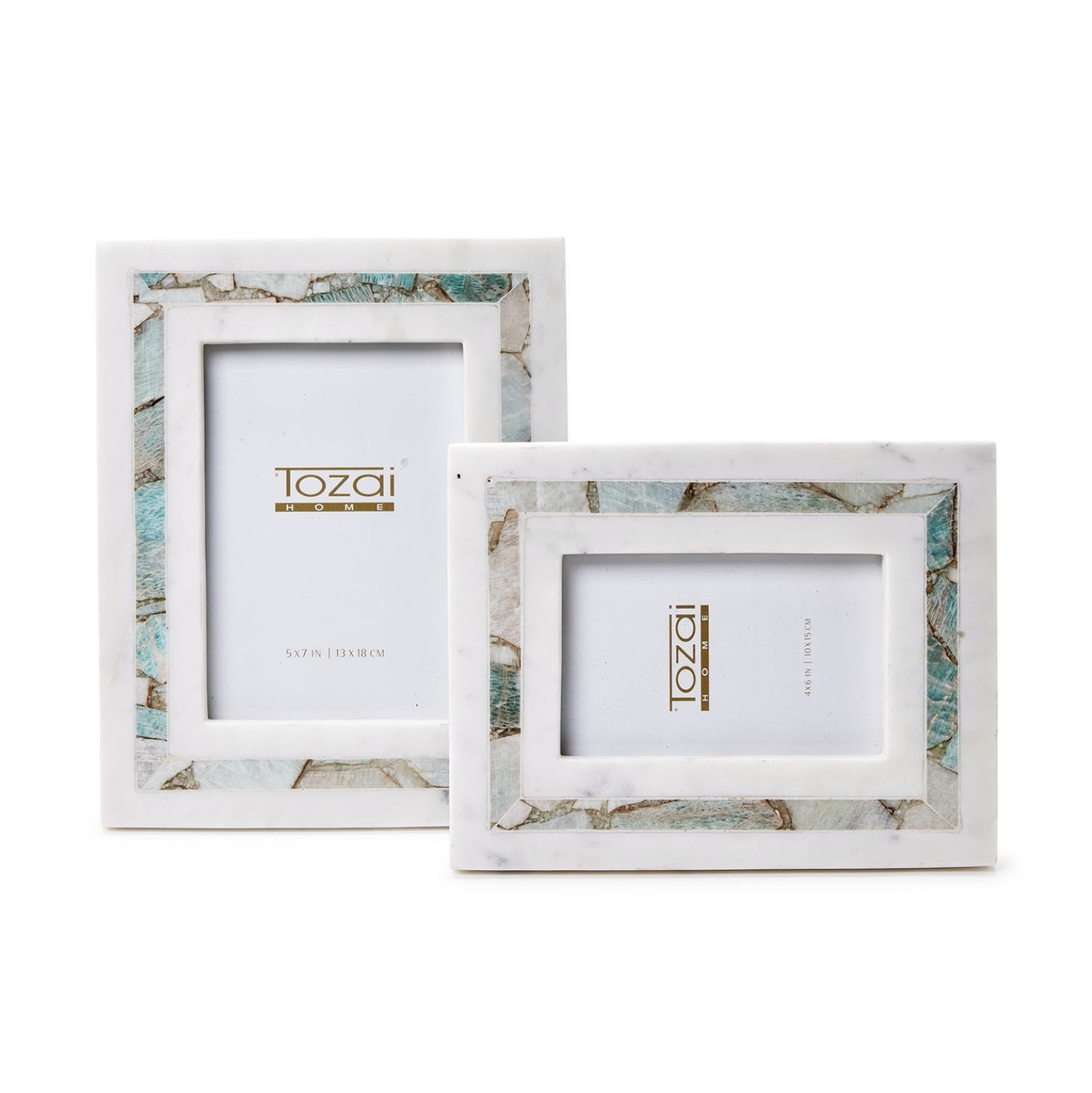 Amazonite Inlay & White Marble Photo Frame - 5 x 7