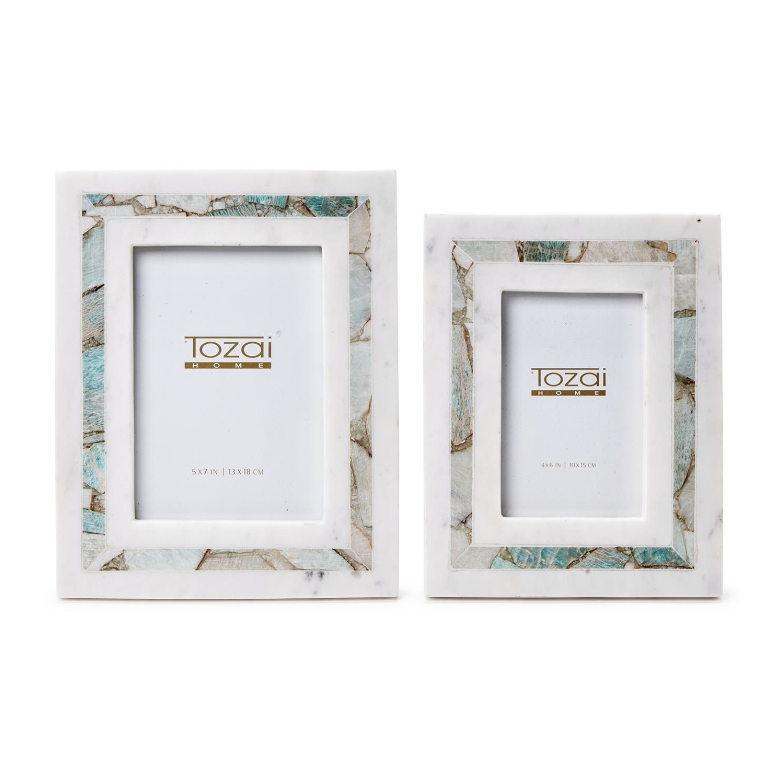 Amazonite Inlay & White Marble Photo Frame - 5 x 7