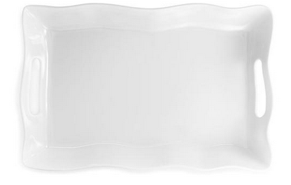 Q Home Design Ruffle White  Small Rectangle Tray