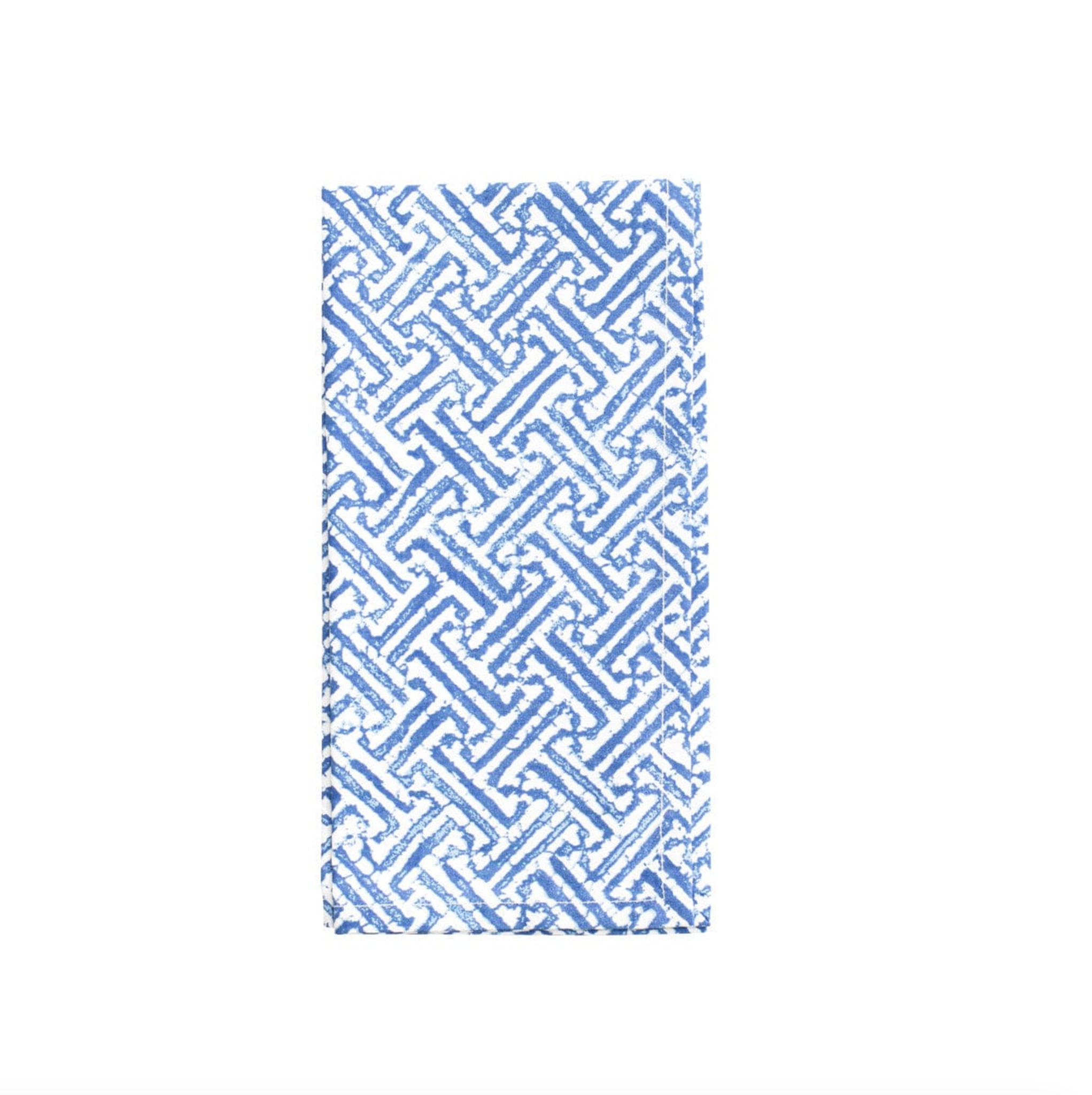 Fretwork Blue/white Cotton Napkin-Set Of 4