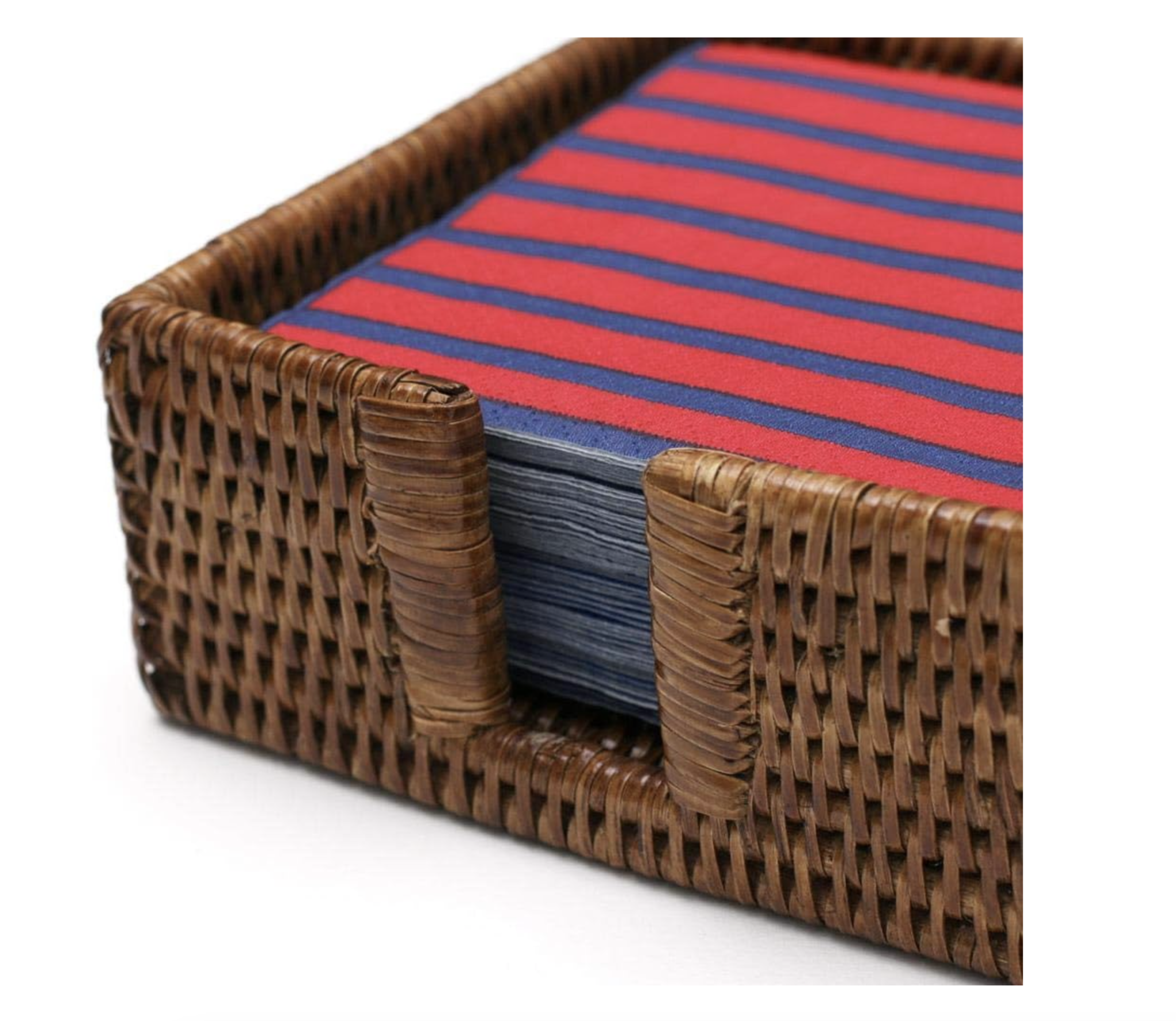 Rattan Cocktail Napkin Holder in Dark Natural