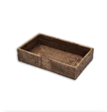 Rattan Guest Towel Napkin Holder in Dark Natural