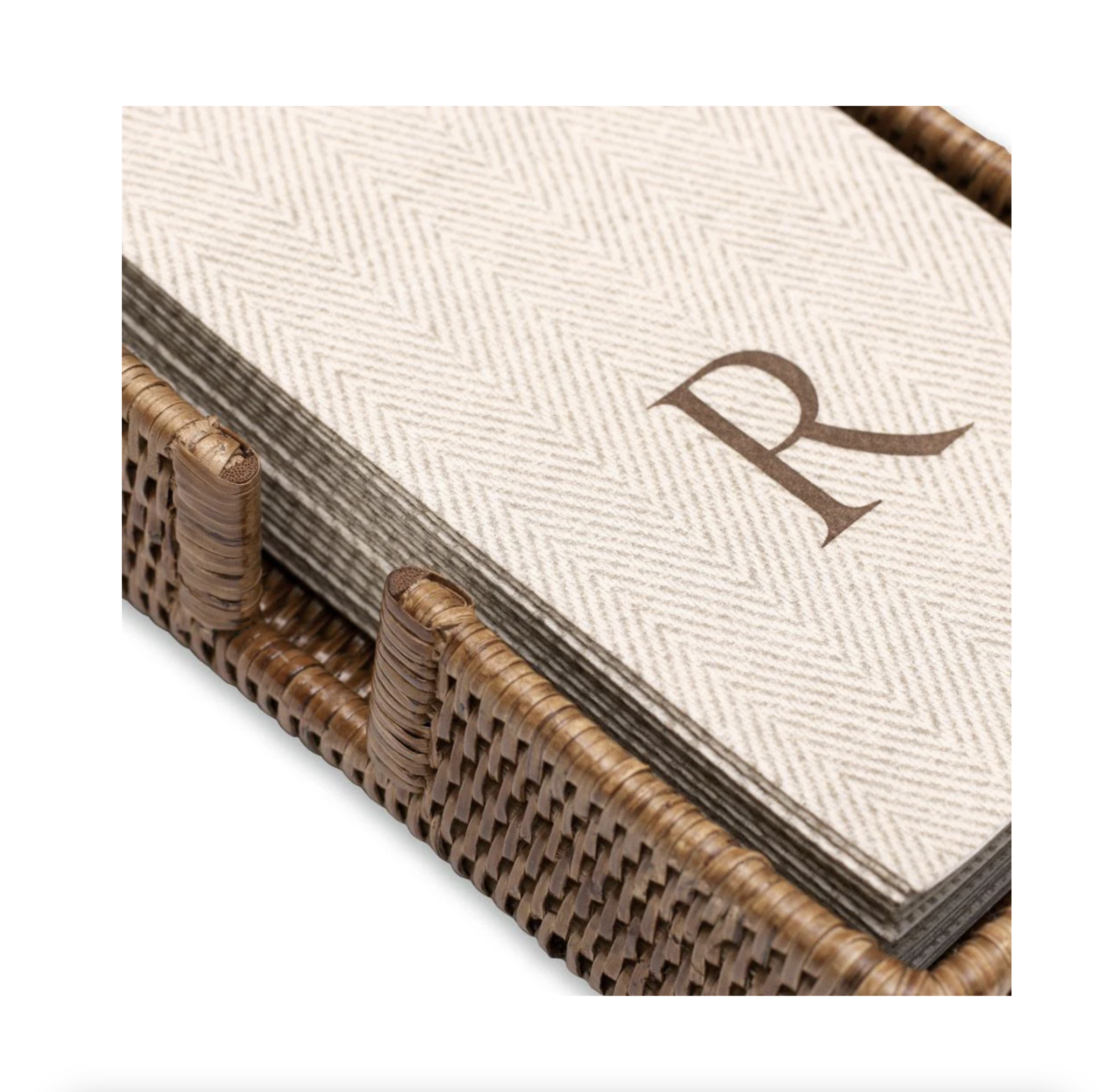 Rattan Guest Towel Napkin Holder in Dark Natural