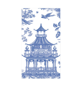 Chinoiserie Toile Pagoda Guest Towel Napkins in Blue
