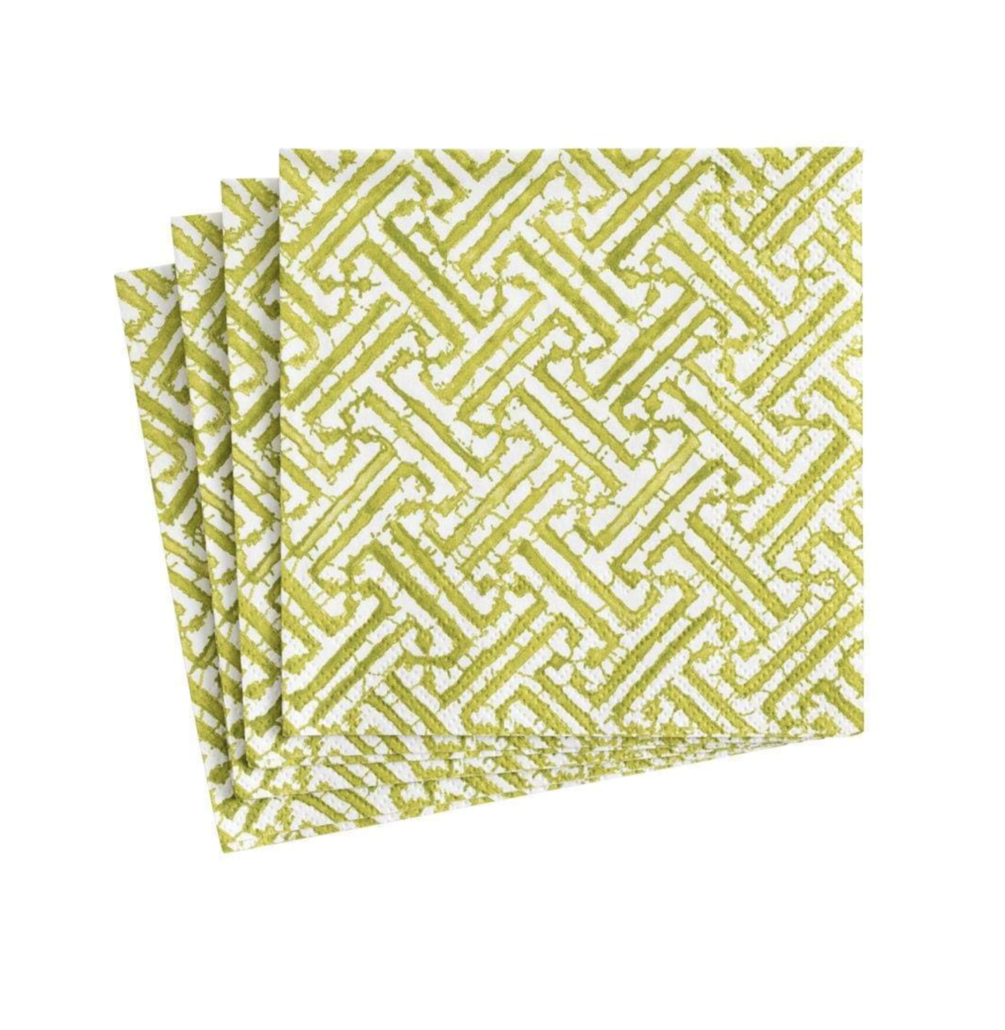 Fretwork Paper Cocktail Napkins in Moss Green